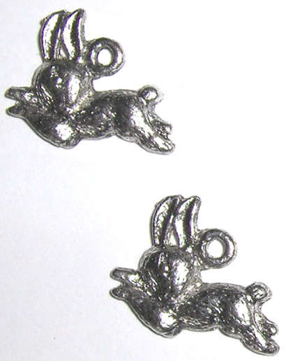 Silver 'Jumping Rabbit' charms 18mm x 14mm (5)