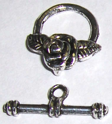 Nickel Rose  toggle clasp 19mm x 17mm (1set)