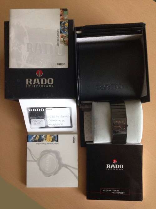 High Tech  Black Ceramic Rado Diastar with box, booklets, and guarantee card..