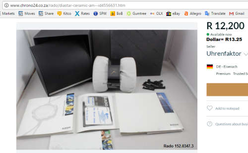 High Tech  Black Ceramic Rado Diastar with box, booklets, and guarantee card..