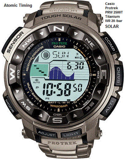 Casio Protrek Titanium Solar, Atomic timing. Compass, Barometer, Thermometer, Altimeter. Unworn gift