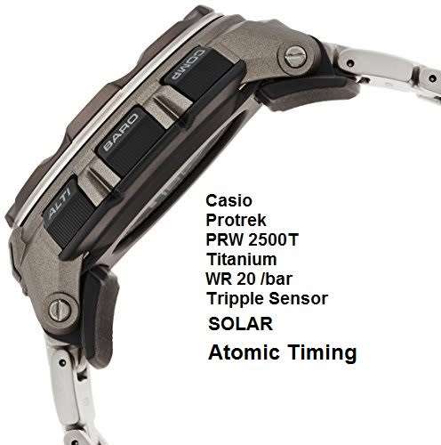 Casio Protrek Titanium Solar, Atomic timing. Compass, Barometer, Thermometer, Altimeter. Unworn gift