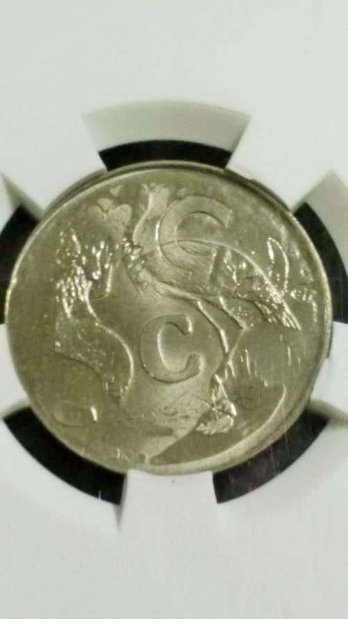 1997 South Africa and New Zealand hybrid error 5c. MS 64. Cupro-nickel. Non-magnetic.Milled edge