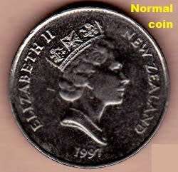 1997 South Africa and New Zealand hybrid error 5c. MS 64. Cupro-nickel. Non-magnetic.Milled edge