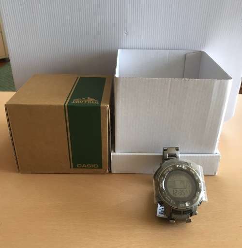 Casio Protrek Titanium Solar, Atomic timing. Compass, Barometer, Thermometer, Altimeter. Unworn gift
