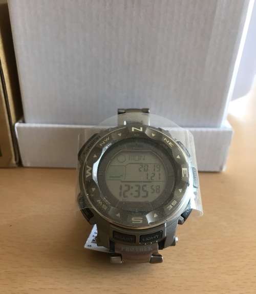Casio Protrek Titanium Solar, Atomic timing. Compass, Barometer, Thermometer, Altimeter. Unworn gift