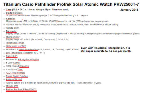 Casio Protrek Titanium Solar, Atomic timing. Compass, Barometer, Thermometer, Altimeter. Unworn gift