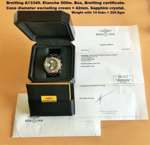 Breitling SuperOcean Chronograph. Automatic. Box and a valuation certificate from Breitling at R78k