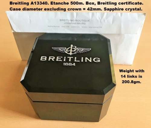 Breitling SuperOcean Chronograph. Automatic. Box and a valuation certificate from Breitling at R78k