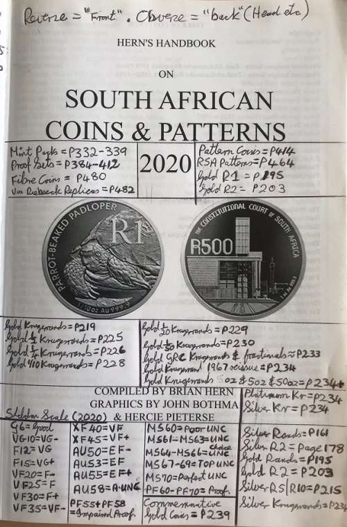 SA Coins & Patterns Hern 2020. Has EXTRA 46 pages of NB NOTES, excluded  in 2021/22 & written notes
