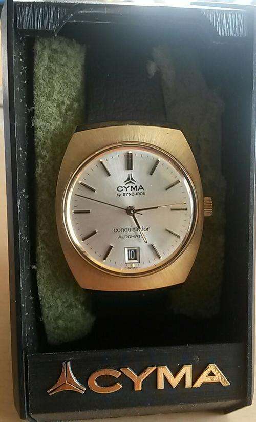 Rare vintage, yet never used Cyma. Still in box. Swiss made