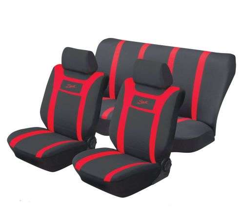Car Seat Covers 6 piece Set "Stingray" - Sport- Red/Black- as new condition