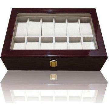 12 Slots Mahogany Wooden Luxury Watch Box.
