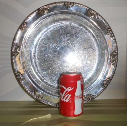 Deep silver-plated tray or large serving dish