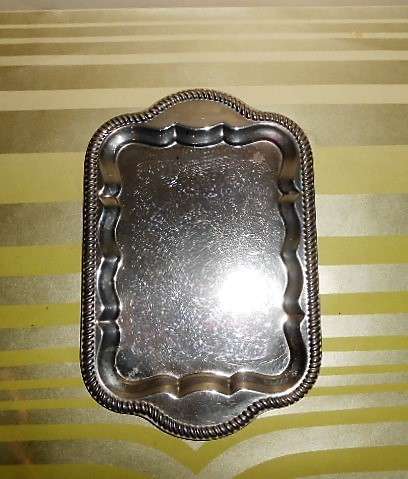 Small  Tea for two serving tray  with delicate pattern