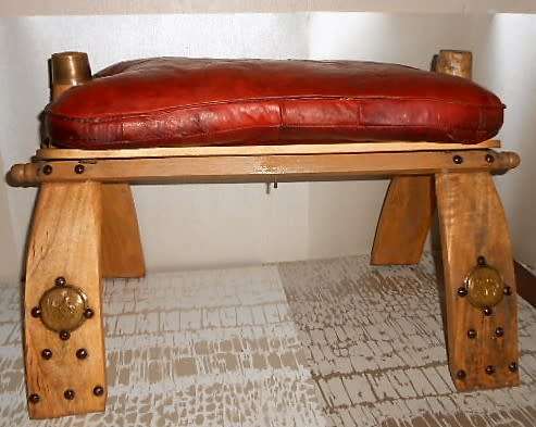 Egyptian Leather Camel Saddle with Brass inlays