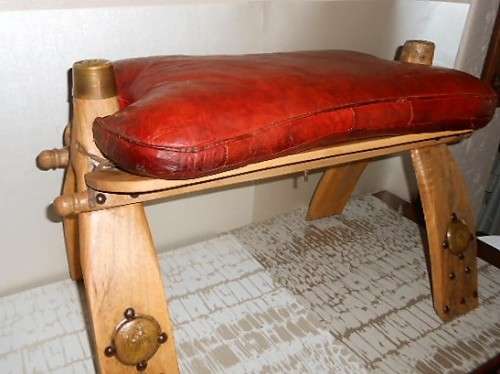 Egyptian Leather Camel Saddle with Brass inlays