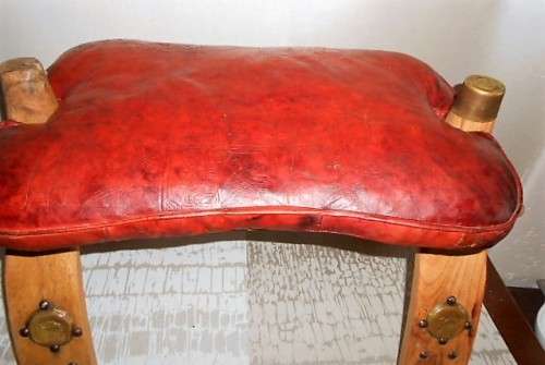 Egyptian Leather Camel Saddle with Brass inlays