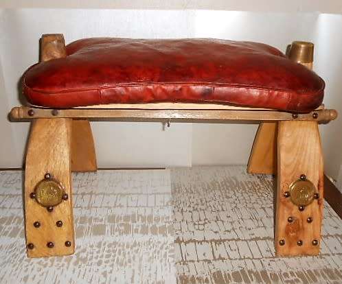Egyptian Leather Camel Saddle with Brass inlays