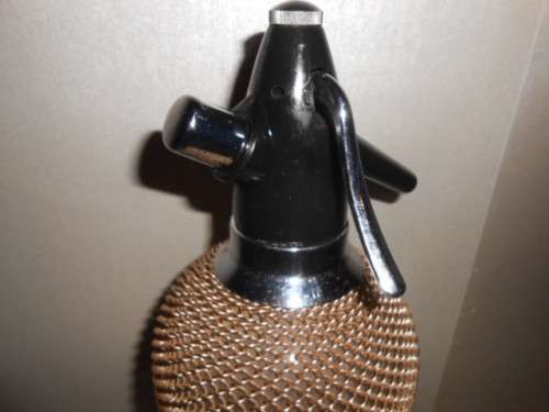 ART Deco Style Syphon Gold Mesh Covered  Czechoslovakian Seltzer / Syphon Bottle