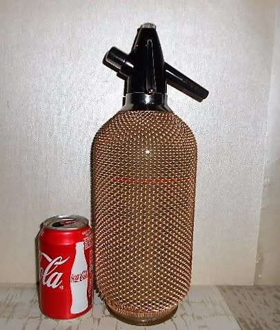 ART Deco Style Syphon Gold Mesh Covered  Czechoslovakian Seltzer / Syphon Bottle