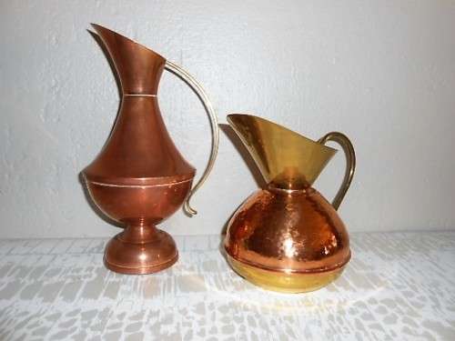 PAIR OF COPPER  JUGS EWER