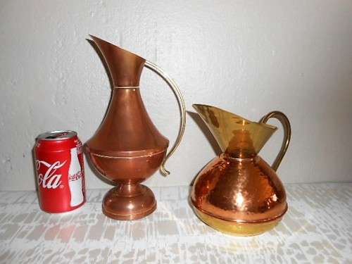 PAIR OF COPPER  JUGS EWER