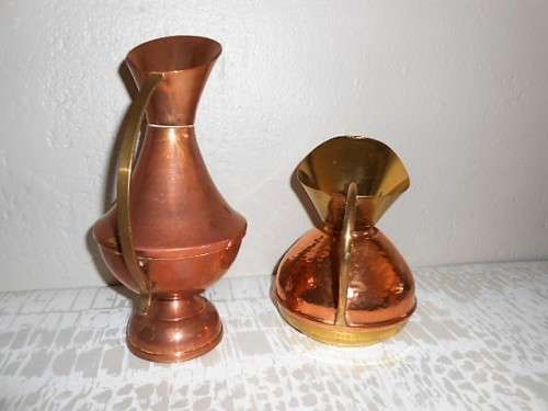 PAIR OF COPPER  JUGS EWER