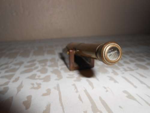 VINTAGE  MINIATURE BRASS & WOOD CANNON