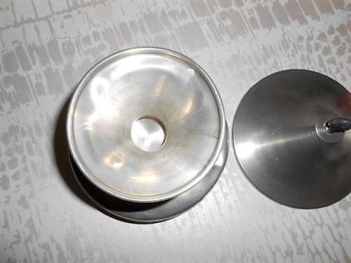 VINTAGE NORSE PEWTER PEDESTAL LIDDED BOWL WITH VIKING? EMBOSSED SCENE