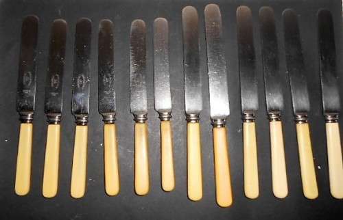 VINTAGE WOODEN CANTEEN OF CUTLERY 44 PIECES 8 GENUINE BONE HANDLE