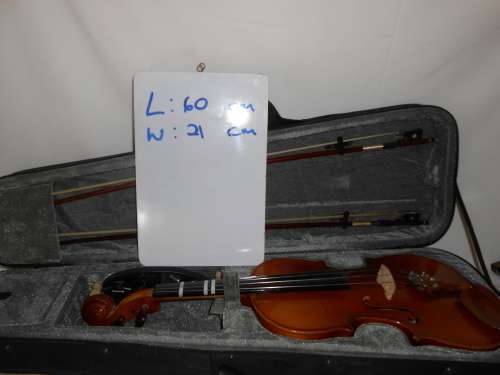 Violin with 2 bows, case and extras 60cm