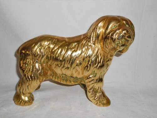 Heavy Collectable Solid Brass Old English Sheepdog Figurine Doorstop 3.7Kg