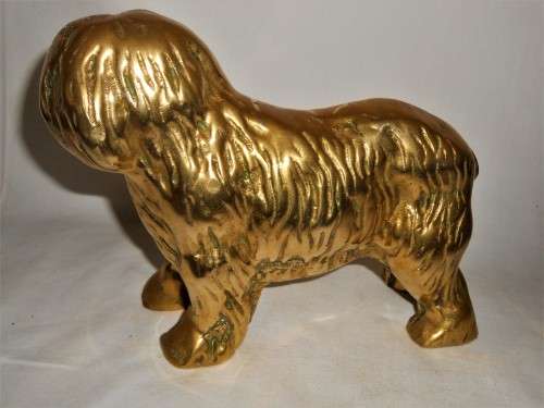 Heavy Collectable Solid Brass Old English Sheepdog Figurine Doorstop 3.7Kg