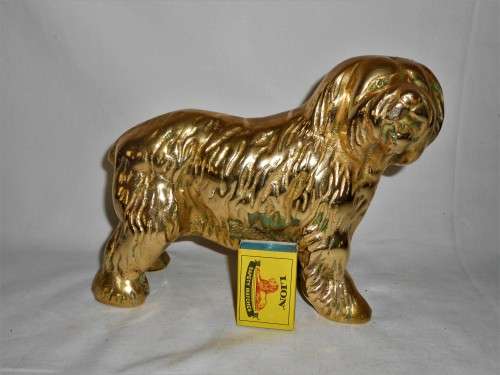 Heavy Collectable Solid Brass Old English Sheepdog Figurine Doorstop 3.7Kg
