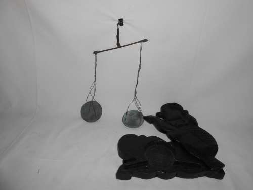 Antique Chinese Opium Scales in carved sliding case