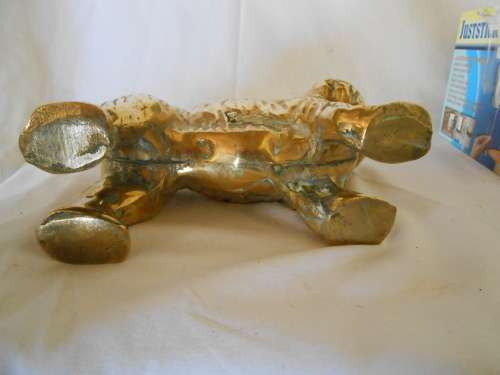 Heavy Collectable Solid Brass Old English Sheepdog Figurine Doorstop 3.7Kg