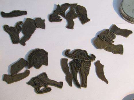 Rare 5 Tins of Big Five Wildlife Brass Puzzles