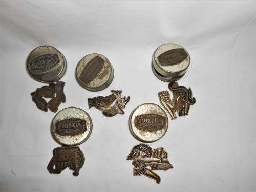 Rare 5 Tins of Big Five Wildlife Brass Puzzles