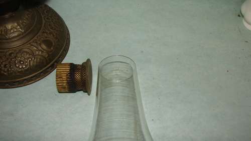 50 cm Antique Millers Embossed Paraffin Lamp with Crystal Funnel 2