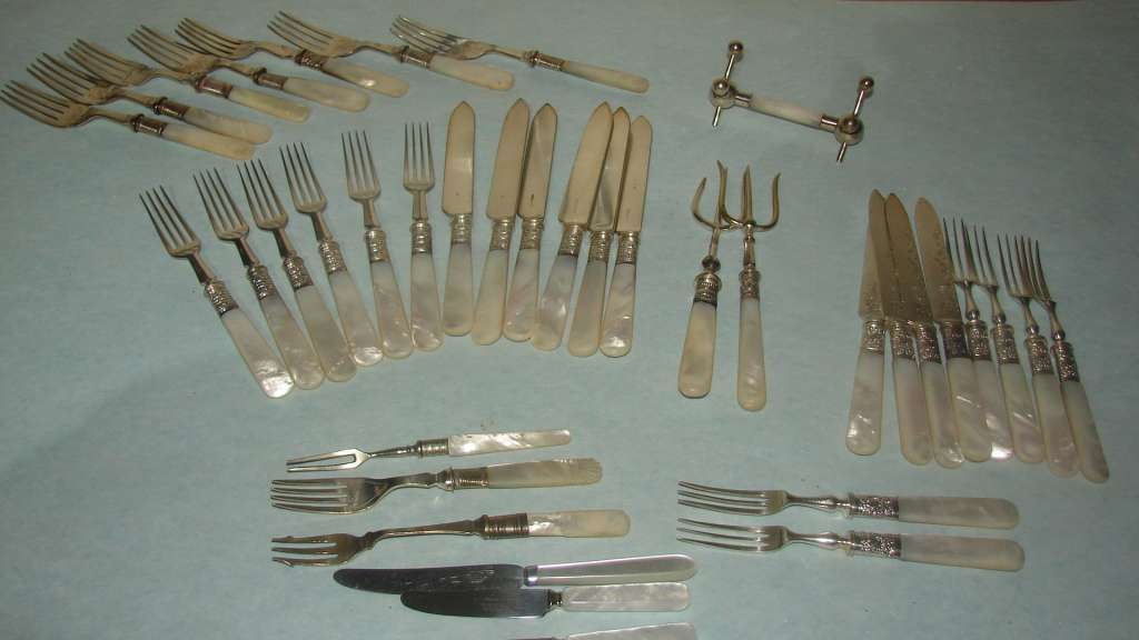 Large Job Lot of Mother of Pearl Cutlery 38  pieces