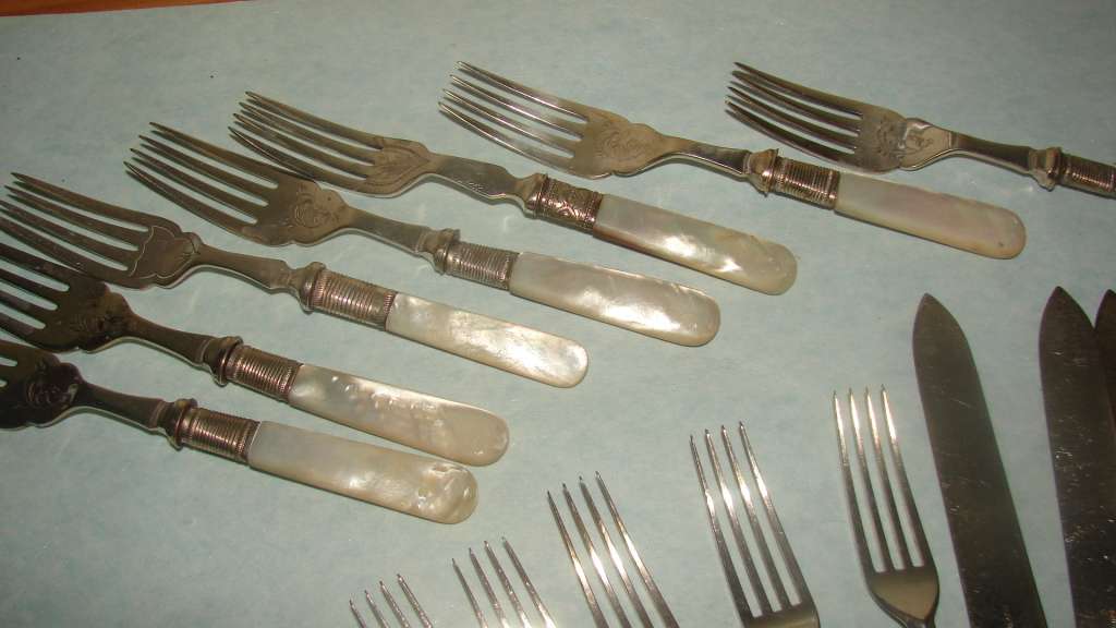 Large Job Lot of Mother of Pearl Cutlery 38  pieces