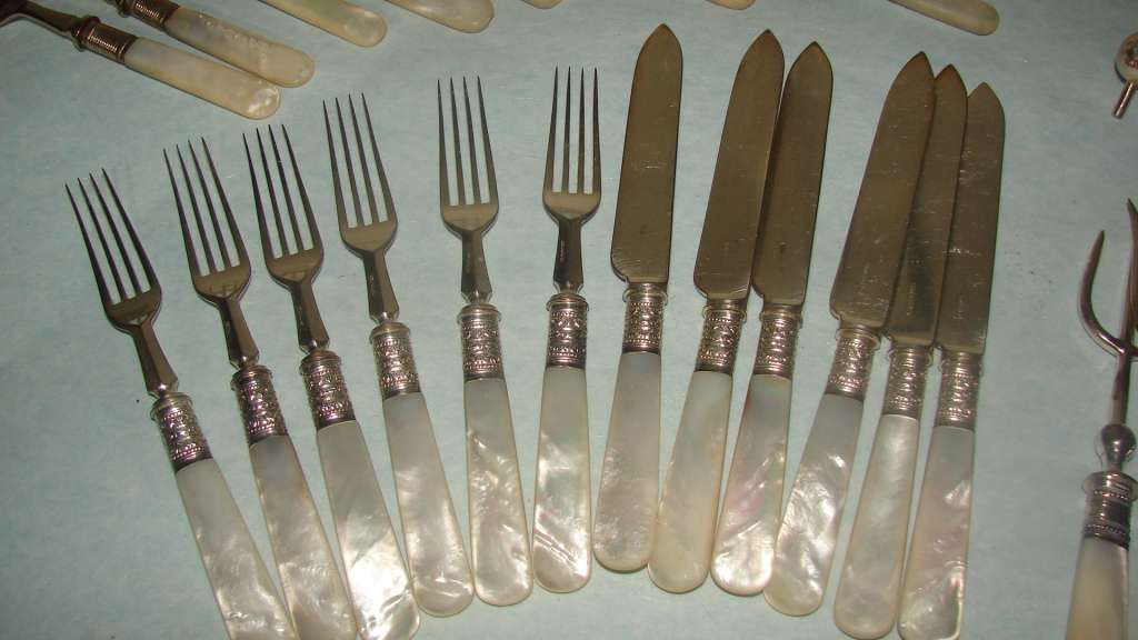 Large Job Lot of Mother of Pearl Cutlery 38  pieces