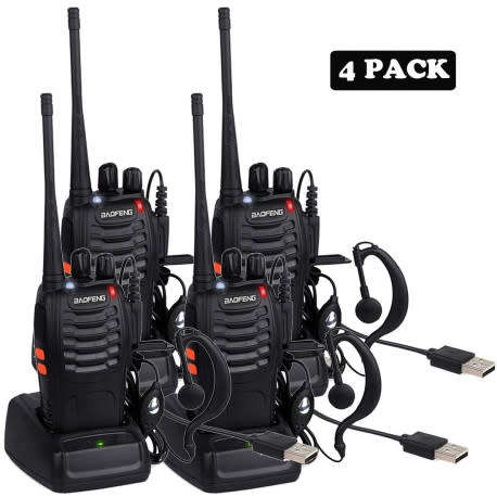 4 x 2-5km Long Range Walkie Talkie Set - Baofeng BF-888S Two-way Handheld UHF Radio