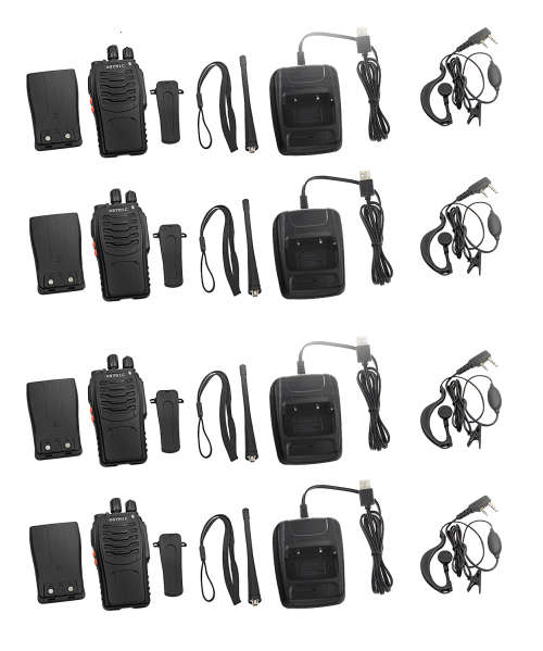4 x 2-5km Long Range Walkie Talkie Set - Baofeng BF-888S Two-way Handheld UHF Radio