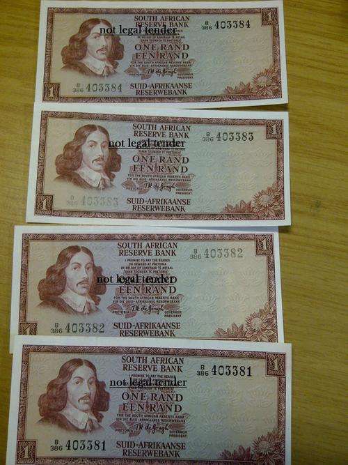 Brand New TW de Jongh R1 Notes IN SEQUENCE - VERY VERY RARE NOTE