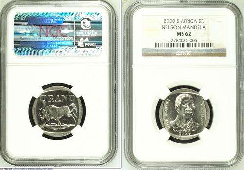 Supper Scarce - 2000 Mandela R5 Coins MS62 - Very Scarce HIGH Grade - NGC Graded & Certified-