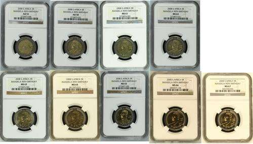 BID PER COIN IN TOTAL OF 9- Mandela Birthday Starter Set Now Available From AU 55 to MS67 ( NO MS60)