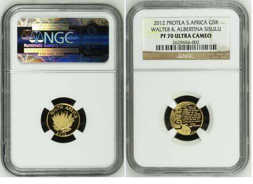 FINEST KNOWN - 2012 GOLD R5 WALTER & ALBERTINA SISULU PF70UC