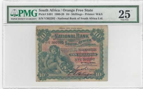 HOT - TEN SHILLINGS - The National Bank of South Africa / Orange Free State - Bloemfontein